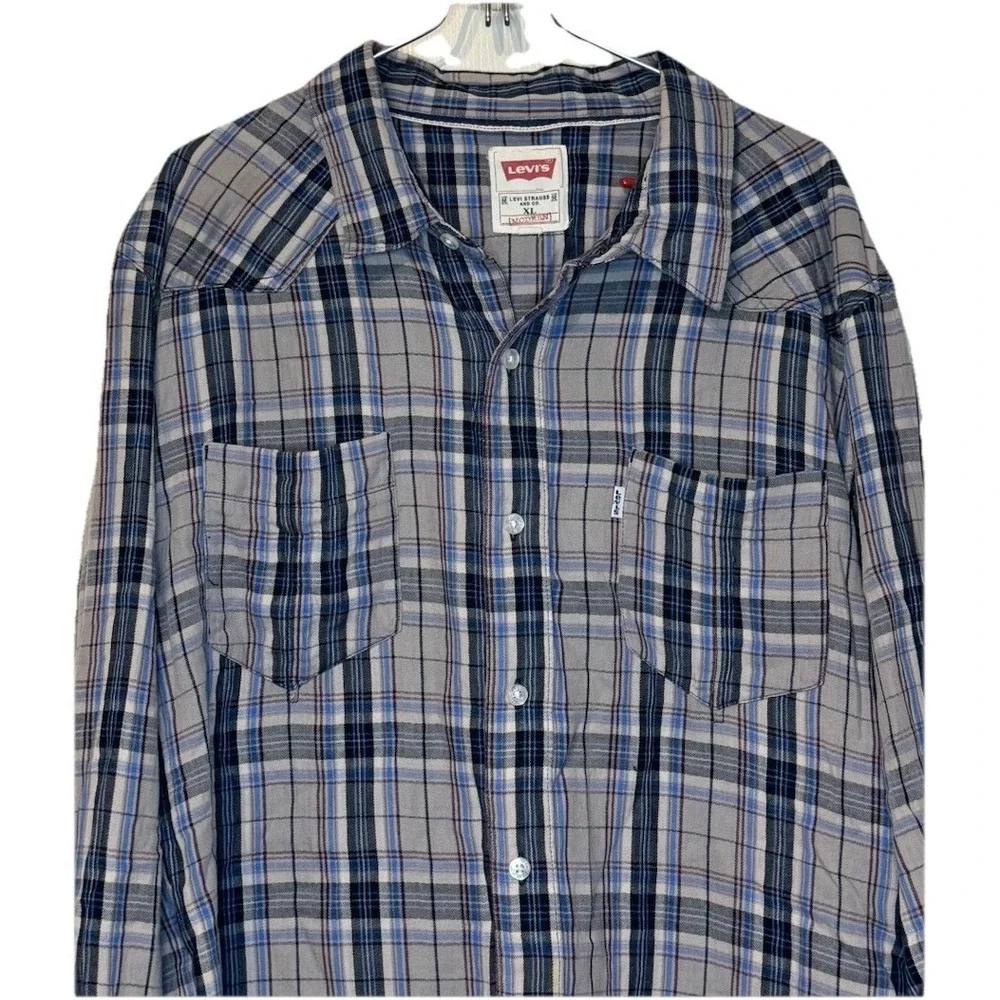 Levi's Mens Shirt Modern Plaid Flannel Long Sleeve Button Up Relaxed Cotton XL‎